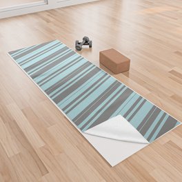 [ Thumbnail: Powder Blue and Gray Colored Lines Pattern Yoga Towel ]