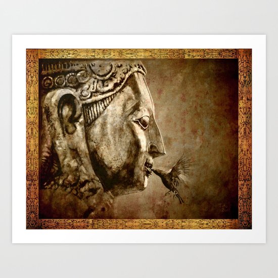 Buddha Kiss - vintage Art Print