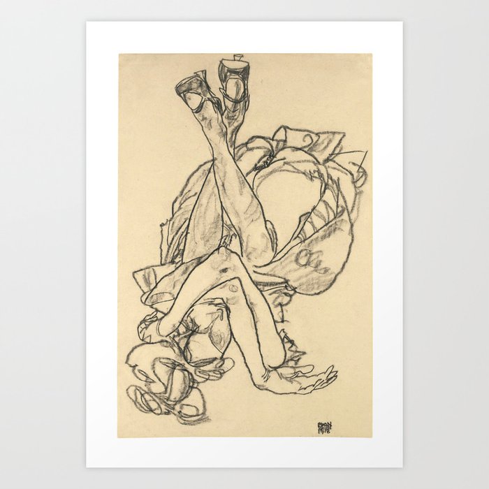 Egon Schiele - Girl Lying On Her Back With Crossed Arms And Legs Art Print