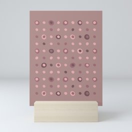 Abstract polka dots dark blush pink pattern Mini Art Print