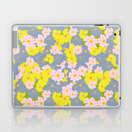 Pastel Spring Flowers On Green Laptop & iPad Skin