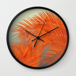 Palm Leaves, Orange Wall Clock | Summer, Leaves, Plant, Curated, Tropical, Coconut, Beach, Botanical, Tree, Beautiful 