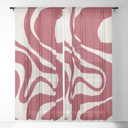 Scarlett Sage Red Liquid Swirl  Sheer Curtain