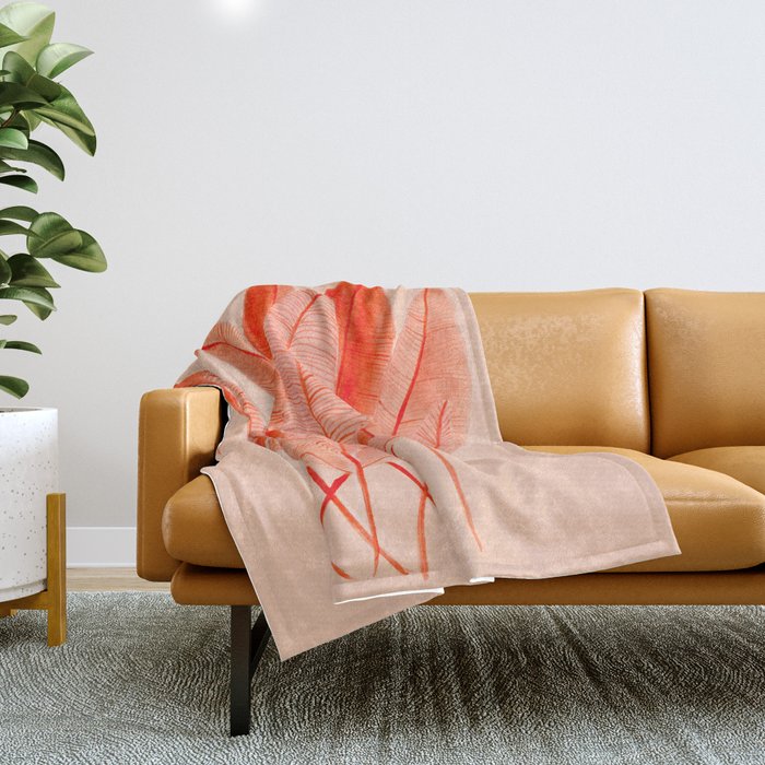 Feathered Palm Fronds Throw Blanket