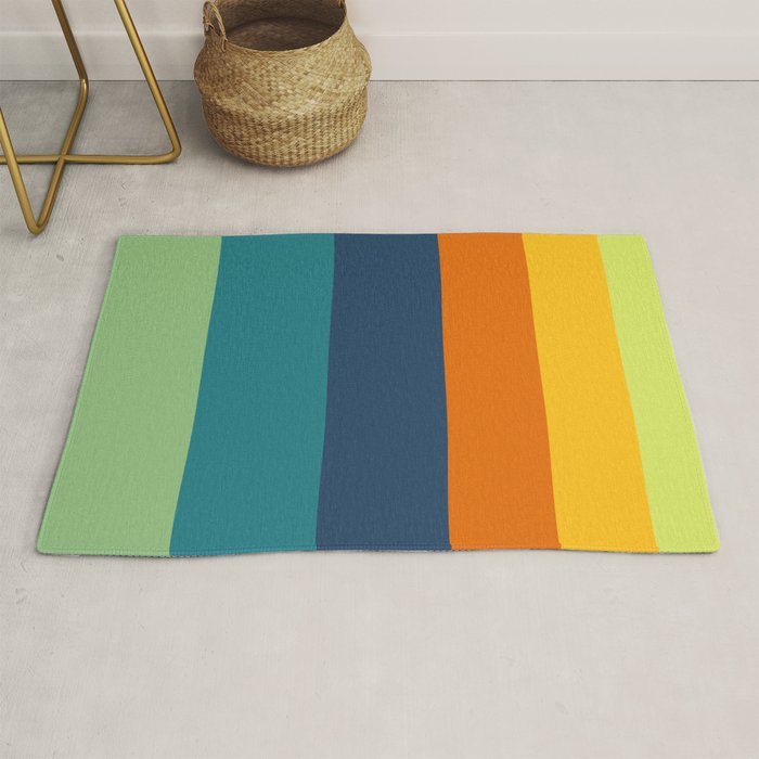 Bright Indian Pattern Blue Green & Orange Yellow Rug by EnShape Society6