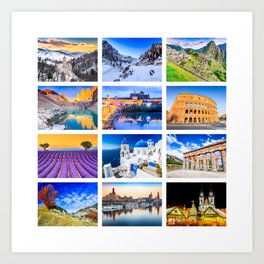 World travel collage Art Print