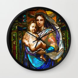 Mother Mary With Jesus Wall Clock