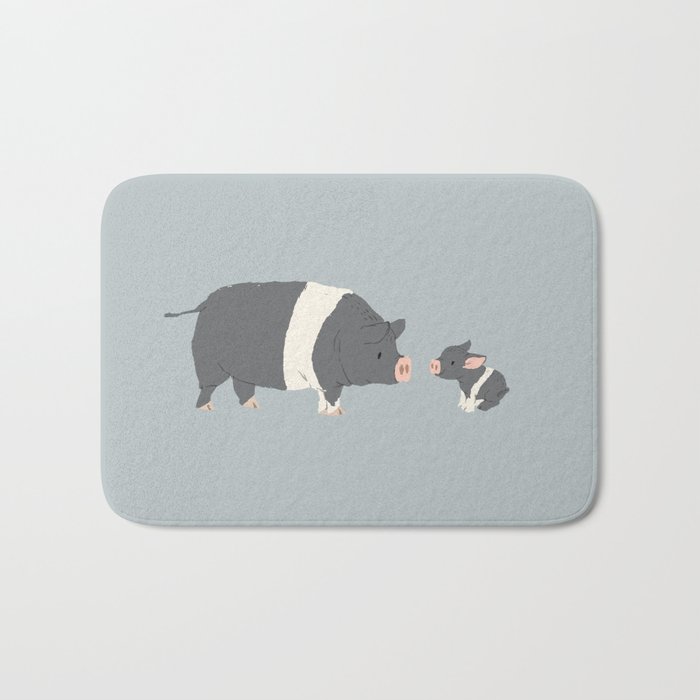 Cute Grey Pig Bath Mat