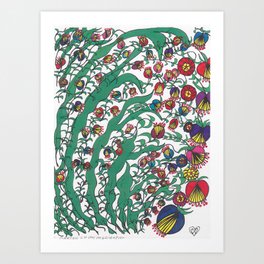 Gargen of my Imagination Art Print | Abstract, Illustration, Ink, Painting, Acrylic, Plants, Flowers, Garden 