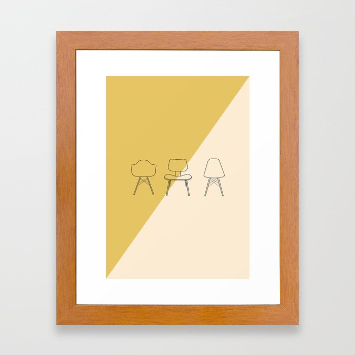 Eames Chairs // Mid Century Modern Minimalist Illustration Framed Art Print