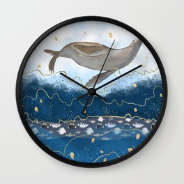 Flying Seal - Rising Waters Surreal Climate Change  Wall Clock