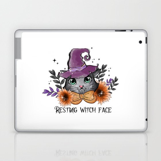 Resting witch face funny cat Halloween Laptop & iPad Skin