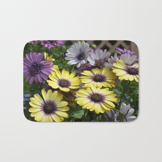 Yellow and Purple African Daisies Bath Mat