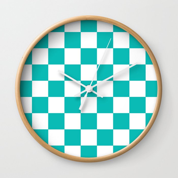 Checker (Eggshell Blue/White) Wall Clock