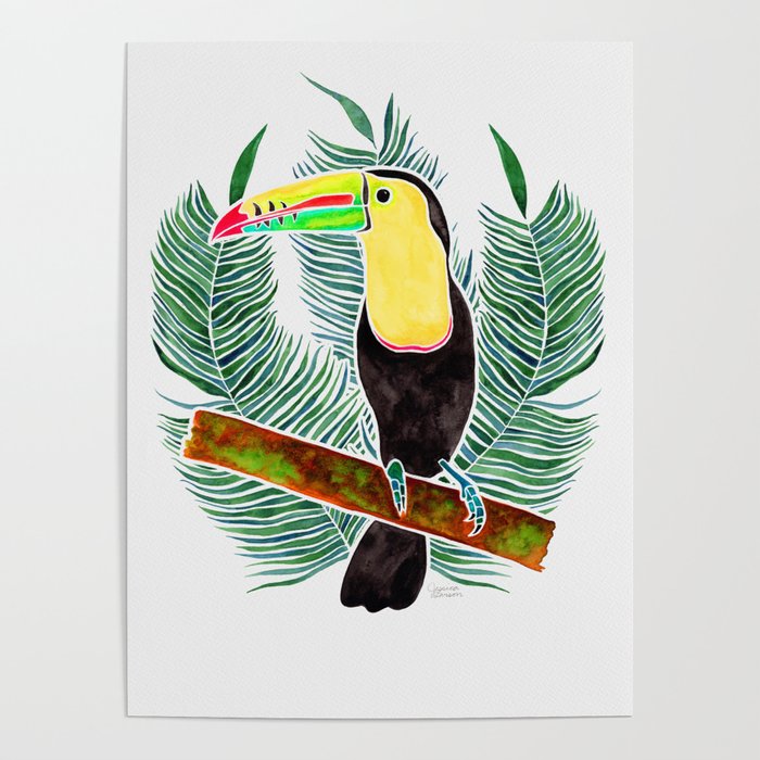 Jungle Toucan Watercolor Poster