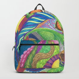 Hare Abstract Backpack | Watercolourpencil, Ukartist, Colorful, Drawing, Abstract, Colourful, Surreal, Hare, Mixedmedia, Psychedelic 