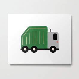 Green Garbage Truck for Nursery or Toddler Bedroom Art Metal Print