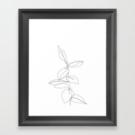 One line minimal plant leaves drawing - Berry Framed Art Print