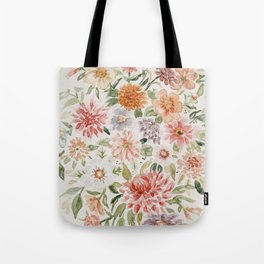 Loose Pastel Dahlia Watercolor Bouquet Tote Bag