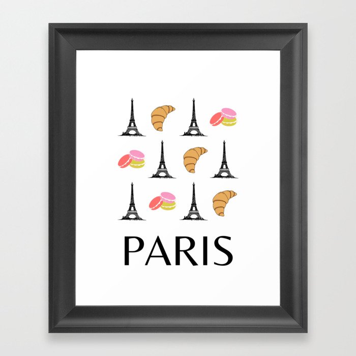 Paris Eiffel Tower Retro Illustration Modern Art Decor Framed Art Print