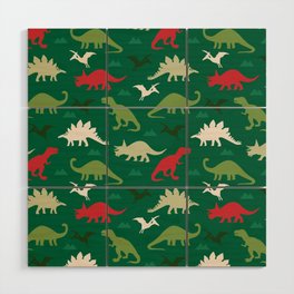 Dinosaurs Ready for Christmas Wood Wall Art