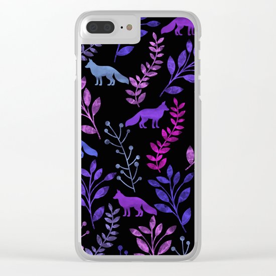 Watercolor Floral & Fox V Clear iPhone Case