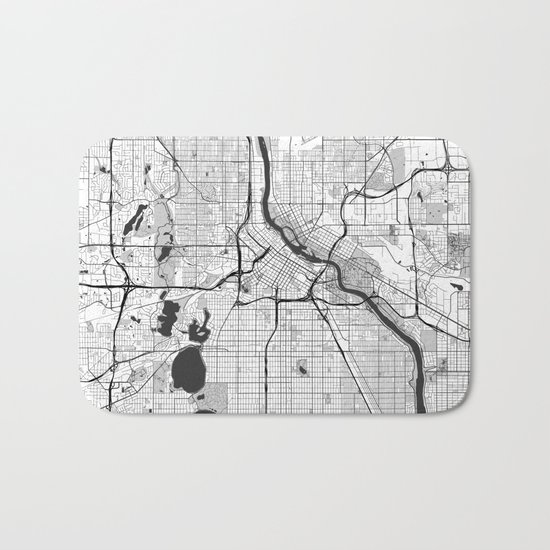 Minneapolis Map Gray Bath Mat