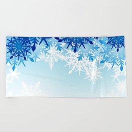 Blue & White Ombre Snowflakes / Winter / Christmas Beach Towel