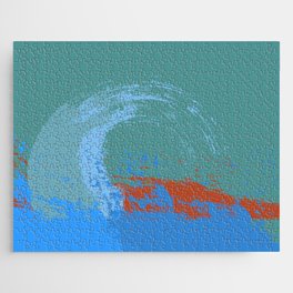 Kiki - Abstract Colorful Wave Art Design Pattern in Blue and Red Jigsaw Puzzle