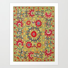 Lakai Suzani Uzbekistan Floral Embroidery Print Art Print
