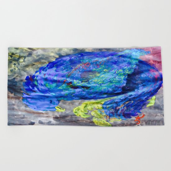When You Just Need to Sleep Curl Up, Blue Phoenix Beach Towel