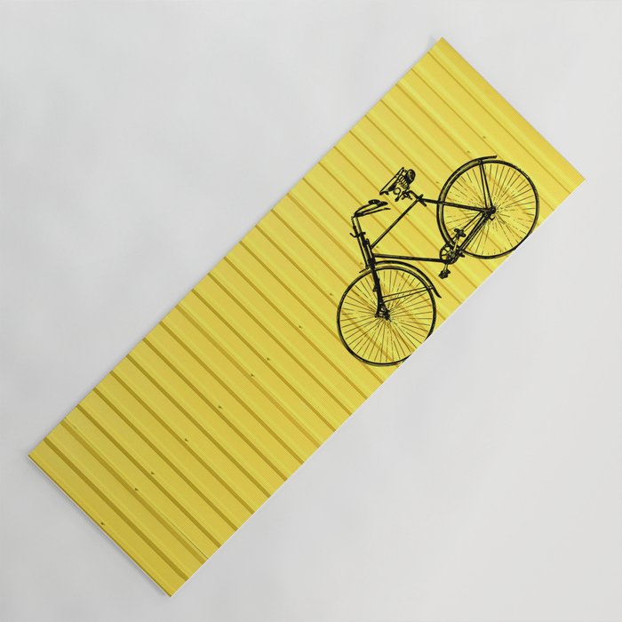 Vintage Bike On Yellow Yoga Mat By Thebuttonartstudio Society6