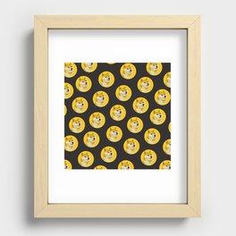 Dogecoin Cryptocurrency Pattern Recessed Framed Print