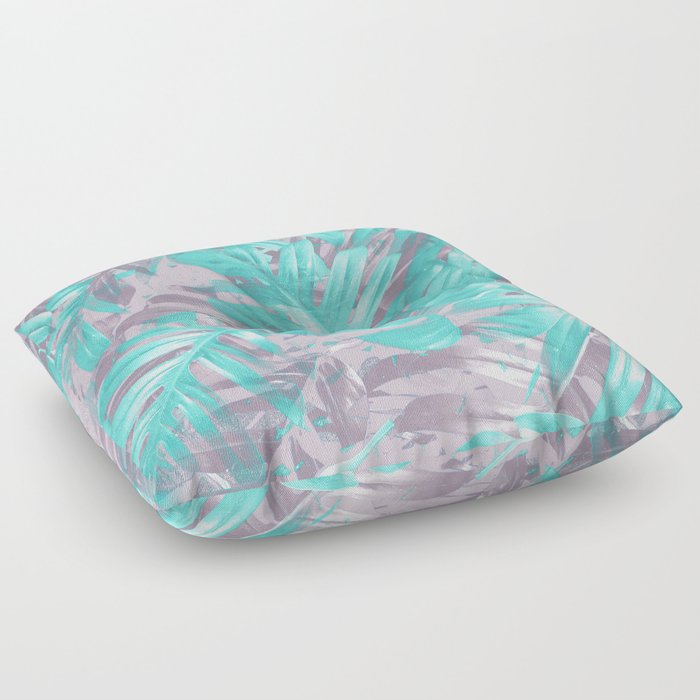 Teal and Silver foliage Floor Pillow