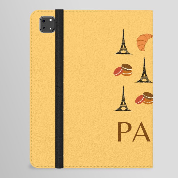 Paris Eiffel Tower Retro Modern Boho Art Decor Yellow Mustard Illustration  iPad Folio Case