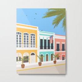 Old San Juan, Puerto Rico Metal Print | Palmtree, Tropical, Lyman Creative Co, Drawing, Beach, Oldsanjuan, Digital, Puertorico, Carrie Lyman, Sanjuan 