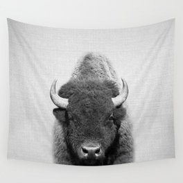 Buffalo - Black & White Wall Tapestry