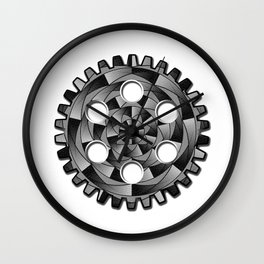 Gearwheel in black and white Wall Clock