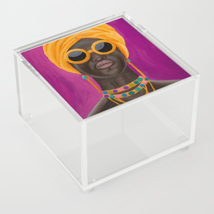 African American Woman Pop Art Portrait Acrylic Box
