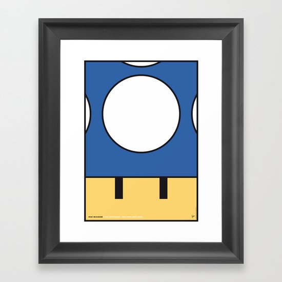 MY MINI MUSHROOM MARIO BROS MINIMAL POSTER Framed Art Print