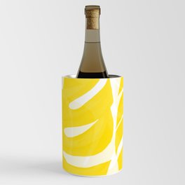Mellow Yellow Monstera Leaves White Background #decor #society6 #buyart Wine Chiller