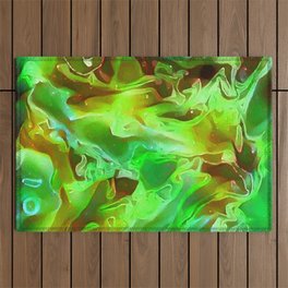 Emerald Field - green gold abstract swirl pattern Outdoor Rug