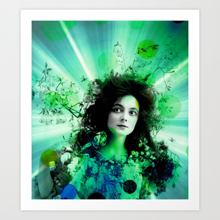 Psychedelic Moments Green Teal Art Print