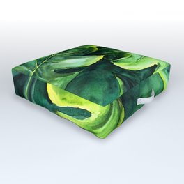 Watercolor Palm Leaves - Tropical Art Outdoor Floor Cushion