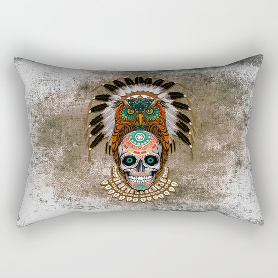 indian native Owl sugar Skull iPhone 4 4s 5 5c 6 7, ipod, ipad, pillow case Rectangular Pillow