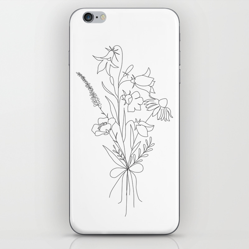 Small Wildflowers Minimalist Line Art Iphone Skin By Nadja1 Society6,Face Line Art Transparent