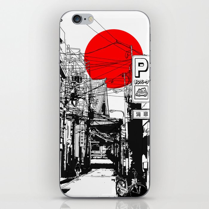 Tokyo street sunrise iPhone Skin