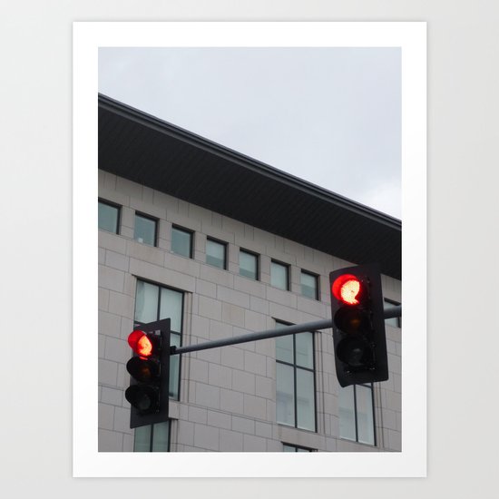 Rainy Day Red Lights Art Print