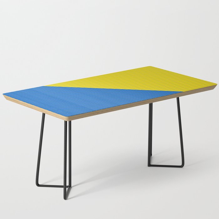 Support Ukraine Elegant Pinstripes and Triangles Blue Yellow Coffee Table