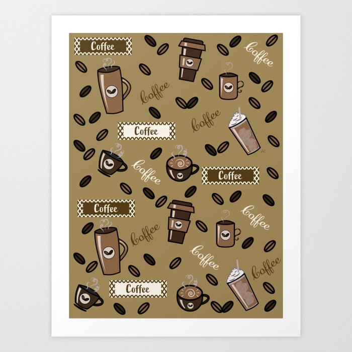 Coffee cups pattern Art Print